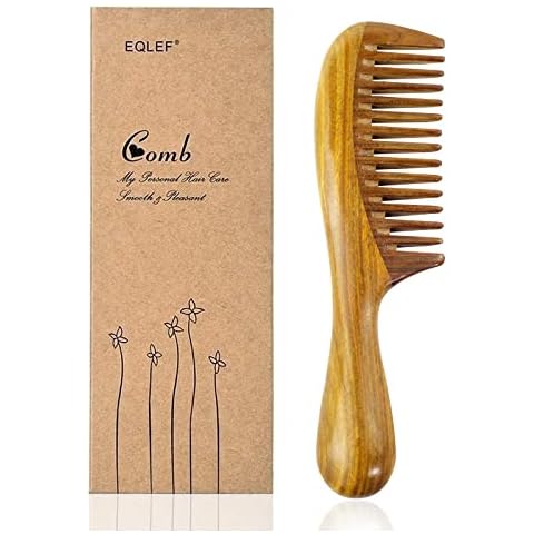 EQLEF Wide Tooth Sandalwood Comb for All Hair Types Cover