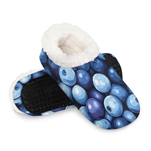 Blueberries Women's Slippers Socks Cozy Fuzzy Sherpa House Shoes Winter House Bedroom Slippers