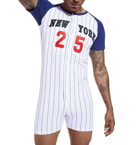 Mens Onesie Henley Jumpsuit Short Sleeve One Piece Pajamas Cotton Romper for Men2