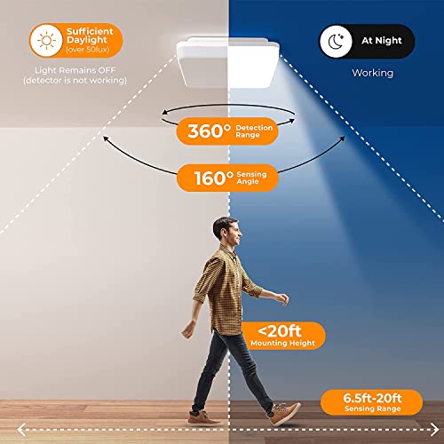 Blnan Motion Sensor Led Ceiling Light, 11 Inch 24W Motion Activated Wired Flush Mount Light Fixture With Remote, Waterproof For Closet Laundry Hallway Stair Porch Basement, 4000K White Non-Dimmable #TOP2