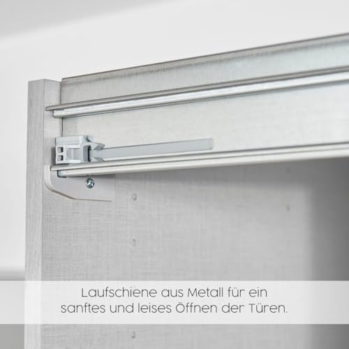 Rauch Möbel Subito Kleiderschrank für Schlafzimmer, Kinderzimmer, Flur, Garderobe, 2-türig mit Spiegel, Farbe Weiß, inkl. 2 Kleiderstangen, 2 Einlegeböden, Breite 136 cm