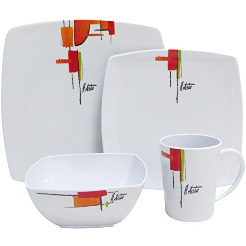 Preisvergleich Produktbild Camping Tafelgeschirr aus Melamin für 4 Personen 16-teilig, spülmaschinenfest / / Picknick Geschirrset Geschirr Campinggeschirr