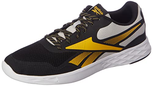 Reebok Men Synthetic/Textile SMART Trek M Running Shoes Black/LGH Solid Grey/Solar Gold UK-10