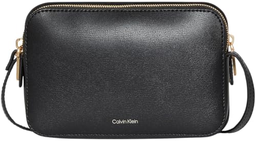 Calvin Klein Bolsa de cámara alargada con logotipo de aluminio para mujer, LV04F3276G, cruzada, color negro (negro/coco tostado), talla única, Negro (negro/coco tostado), One Size Calvin Klein Bolsa de cámara alargada con logotipo de aluminio para mujer, LV04F3276G, cruzada, color negro (negro/coco tostado), talla única, Negro (negro/coco tostado), One Size
