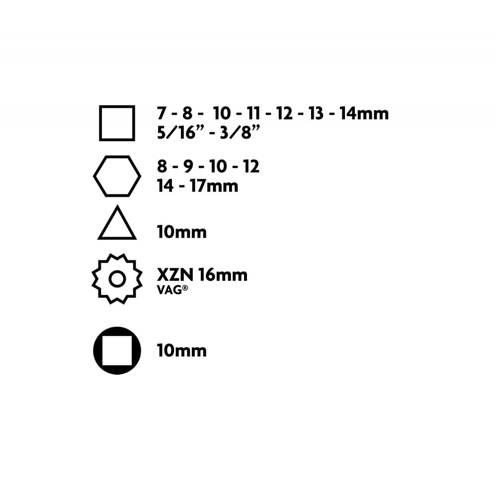coffret 18 embouts de vidange - carré 3/8"