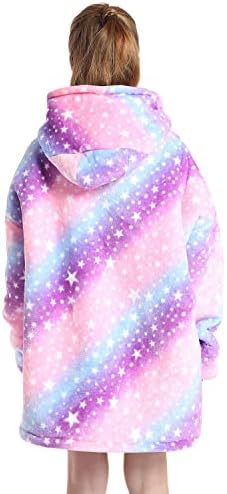 JEONEKID Kids Oversized Blanket Hoodie, Wearable Blanket Hoodie for Girls 7-16 Years, Super Soft Fleece Dressing Gown, Warm Comfortable Hooded Robe, Fluffy Giant Comfortable Hooded Sweatshirt