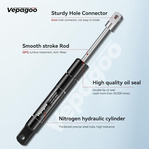 image for Vepagoo 6 Inch 5Lb/22N Gas Struts Spring Shocks Cabinet Door, 4 mm Hol