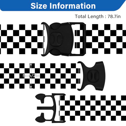 Image of Luggage Straps for Suitcases, Travel Adjustable Belt with Quick Release Buckle, Heavy Duty Nylon Bag Packing Strap, Unique Bright Identifiers Business Travel Accessories (2 Pack) - Black White