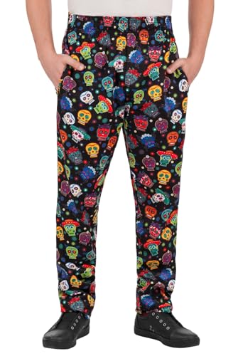 UA Chef Men's Baggy Chef Pants - Calavera Print, 100% Cotton, Elastic Waist, Drawstring, 4 Pockets, XS-3X Sizes