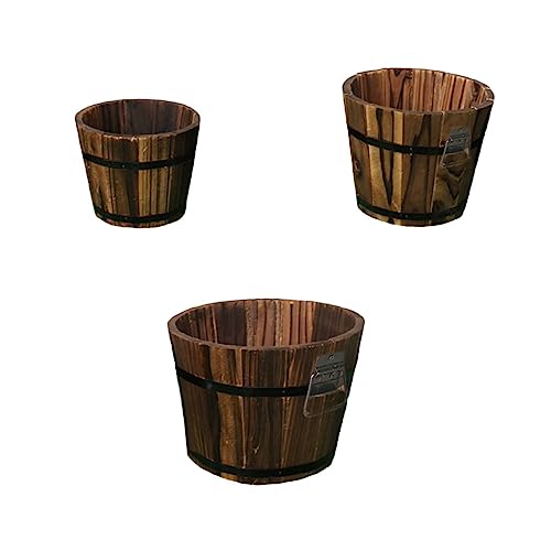 Parliky 3 St Fat Blomkruka Bonsai Blomkruka Planterare Blomsterarrangemang Hink Trähink Blomkruka Växtkruka i Trä Trädgårdskruka i Trä Trävas Liten Kaktus Konserverande Trä Kolsyrat Trä