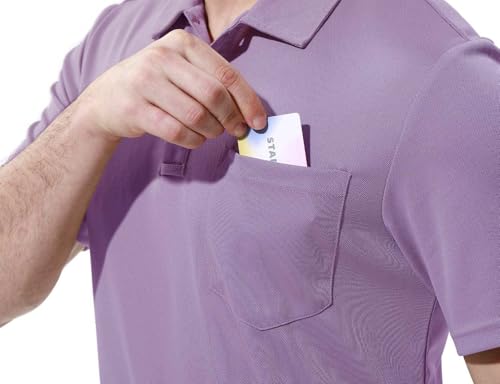 Image of Rdruko Men's Polo Shirts Short Sleeve Quick Dry Outdoor Golf Sports Shirts with Pocket