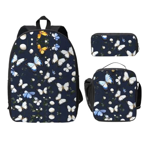 Sac à dos scolaire grand volume fleurs blanches contre le mal de dos