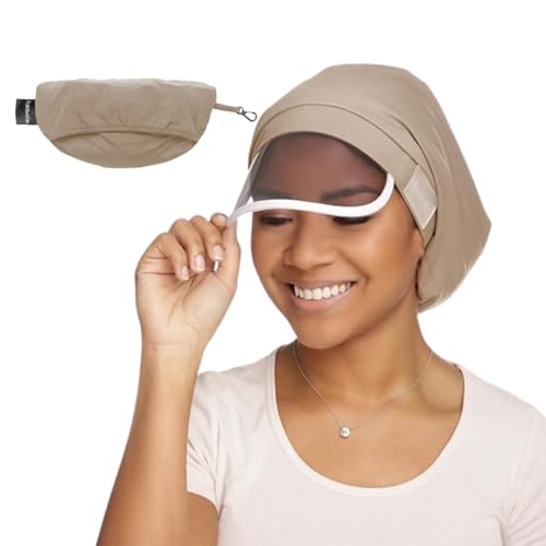 Hairbrella 100% Waterproof Rain Hat, Satin-Lined Cap, UV Sun Protection, Full Hair Coverage, Packable Travel Accessory (Khaki)