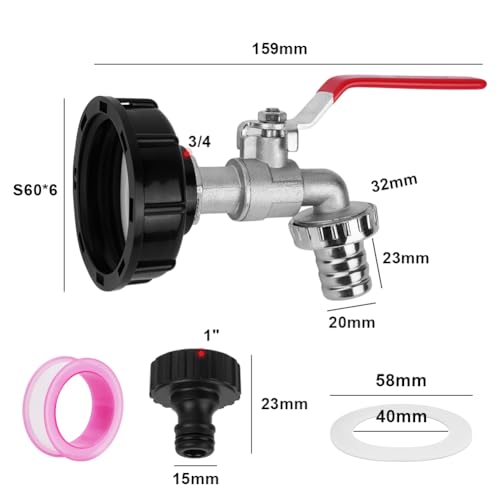 HOTUT 3/4" Brass IBC Tank Fittings, Leakproof Water Butt Tap with Hose Connector - Image 3
