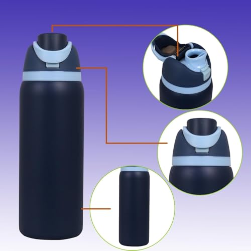 Image of LHOTSE FreeSip Gym Water Bottle with Straw & Spout | Leakproof Stainless Steel Sports Bottle for Workout, Fitness Training & Exercise Hydration (Royal Blue, 960 ML)