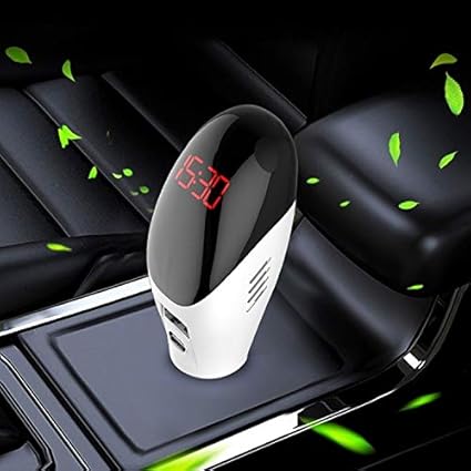 Cargador de Coche BOYUHII La eliminación del formaldehído Multifuncional purificador de Aire QC3.0 del Cargador del Coche del teléfono Pantalla (Negro) ATCYE (Color : White)