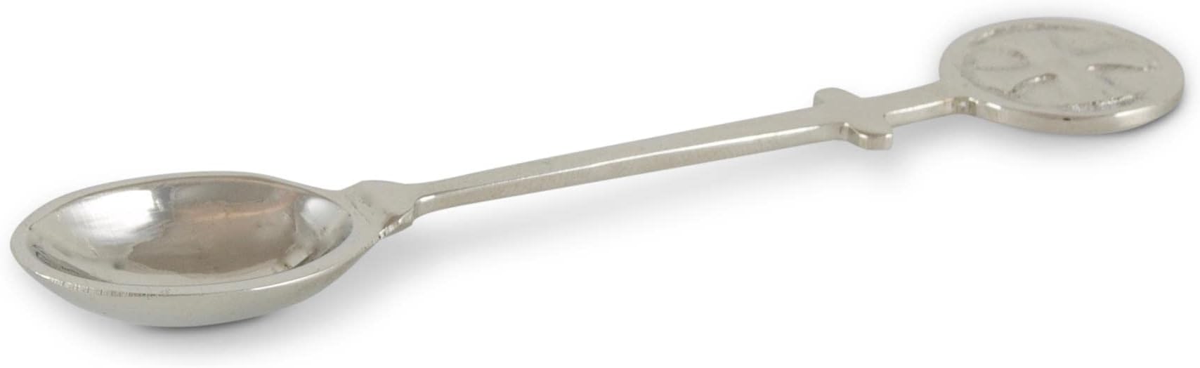 Silvertone Brass Spoon for Incense - Nickel-Plated 4.33 Inch Measuring Tool - Handcrafted Incense Accessory for Aromatic Burning and Ceremony