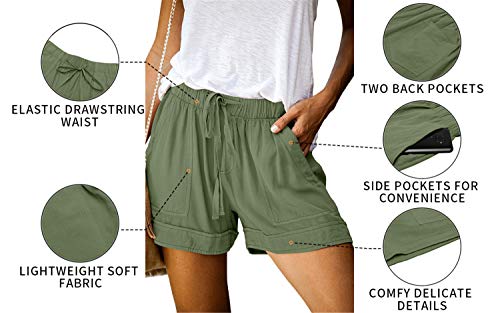 Image of KISSMODA Womens Summer Shorts Leopard /Camo /Solid /Floral Print Elastic Waist Pocketed Casual Pants