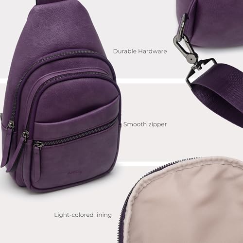 Image of Alldaily Large Sling Bag for Women Crossbody Purse Leather Fashionable Trendy Chest Bag for Travel, Fanny Pack (Purple)
