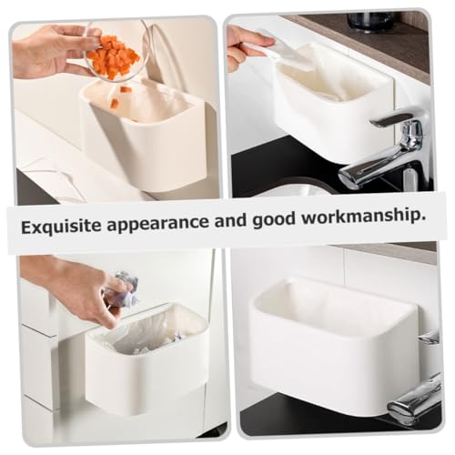 Caneca de basura rectangular blanca para cocina y baño miniatura 3