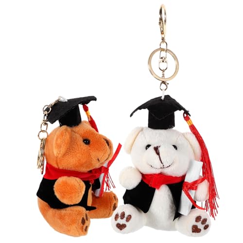 BESPORTBLE 2 Piezas llavero de graduacion Graduation felpa pequeño regalitos cumpleaños llavero de oso llavero animales decoración clave colgante de llave de mochila Aleación de zinc