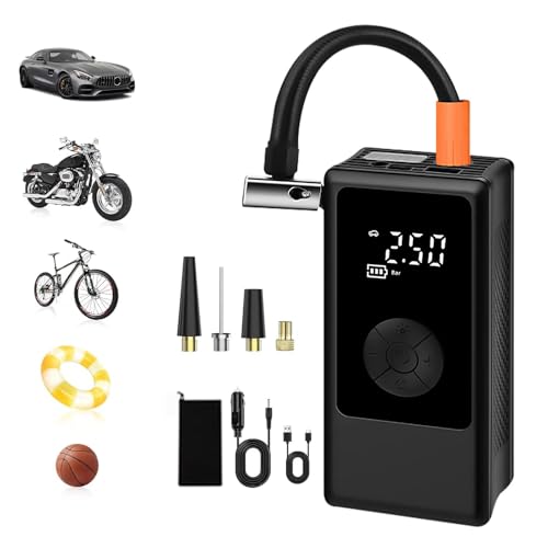 Tire Inflator Portable Air Compressor, 4000mAh Cordless Air Pump for Car Tires, 150 PSI Electric Bike Tire Pump with LED Light and Digital Pressure Gauge for Motorcycle, Auto, Ball, Bicycle