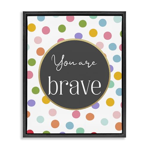 Stupell Industries 'You Are Brave Polka Dots'�A�t���[�e�B���O�t���[���L�����o�X�A�[�g�A�u���b�N�A65.2 x 31�C���`�A�|���₷�����A�č����AChristine Simpson Art��B