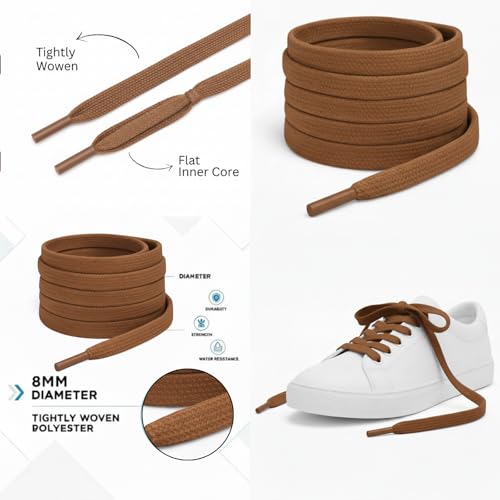 Image of Heavy Duty Flat Shoe Laces for Men & Women | Comfortable, Strong Grip & Stylish Sneaker Laces