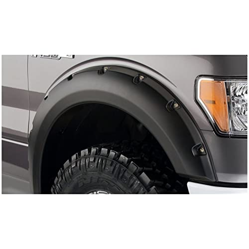 Bushwacker Pocket/Rivet Style Front Fender Flares | 2-Piece Set, Black, Smooth Finish | 20079-02 | Fits 2009-2014 Ford F-150 (Excludes Raptor)