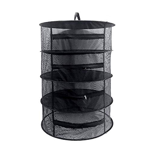 Klinkamz Séchoir à herbes suspendu en filet à 4 couches avec fermeture à glissière Cover