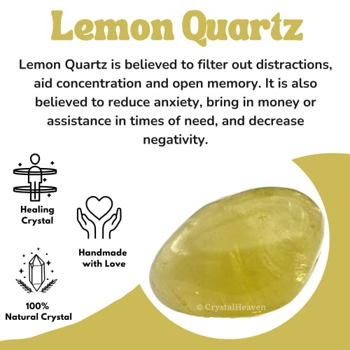 Image of Certified Lemon Quartz Crystal Healing Tumbled Stone, Natural Polished Crystals for DIY Crafts, Manifestation, Meditation, Pooja Feng Shui and Reiki Healing (30 Grams)