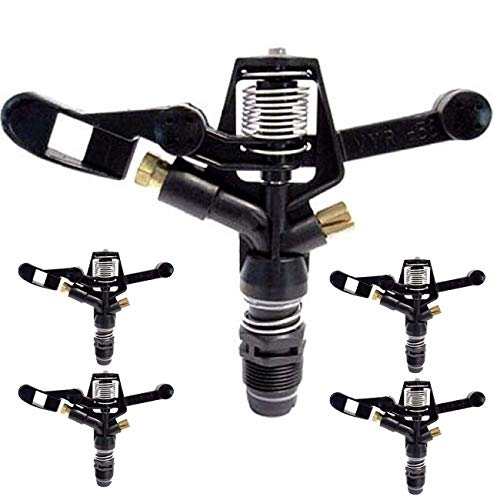 Suinga Aspersor de Riego Agricola Laton Circular 3/4'' Boquilla Laton | Pack 5 Aspersores con Alcance 13-18 m | Aspersor de Jardin 360º