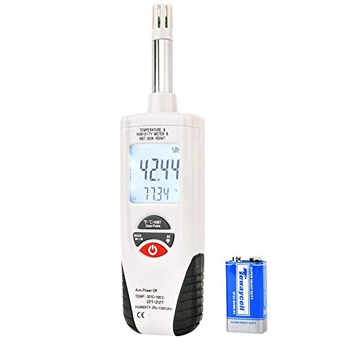 Image of LABART Digital Hygro-Thermometer hygrometer Psychrometer | Humidity, Temperature & Dew Point Meter (0-100% RH, -30C~100C) | Lab Grade with Certificate