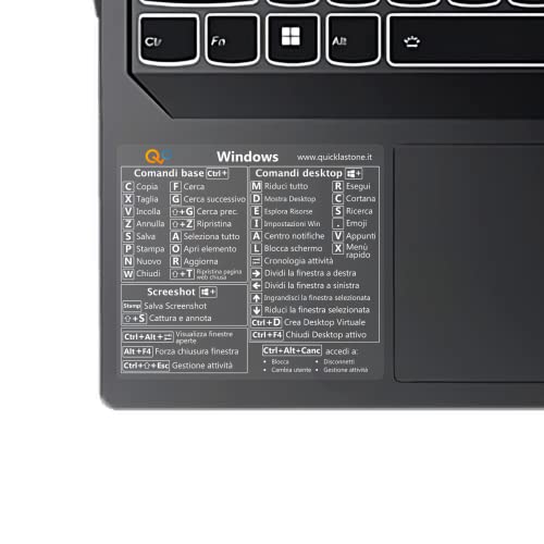 Quick Last One - Adesivo per Scorciatoie da Tastiera per Windows - Shortcut Sticker - Aumenta la tua produttività con le scorciatoie essenziali (Trasparente - Scritte bianche, 1)
