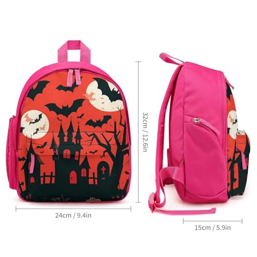 Halloween Backpack for Men Women, Durable Small Bookbag Lightweight Daypack for Travel, Hiking, Pink-style2