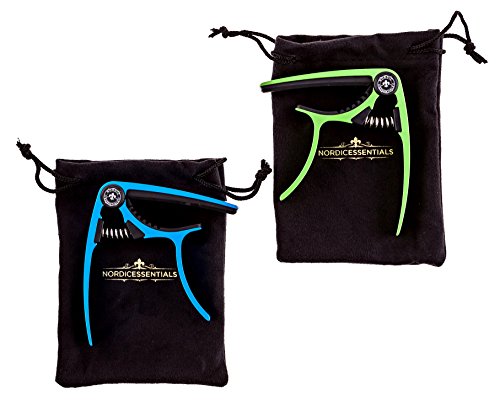 Image of Guitar Capo for Electric & Acoustic 6 String, 2 Pack | Fits Acoustic, Electric, 6 and 12 String Guitars Plus Banjo - Reliable Trigger Capo with Quick One-Hand Adjustment