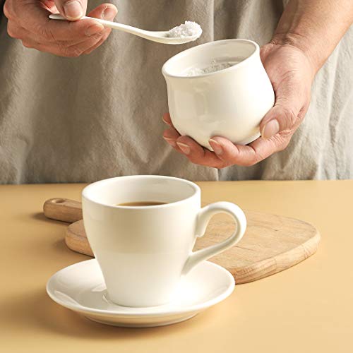 YOLIFE Ceramic Sugar Bowl, White Porcelain Sugar Pot with Lid and Spoon, Conditment for Kitchen Seasoning 8 oz/ 230 ml - Image 6