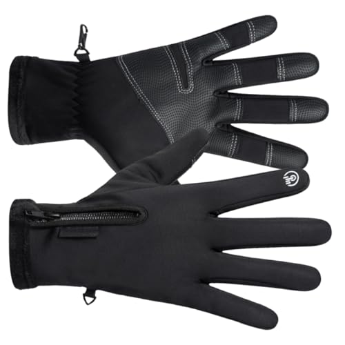 FRCOLOR 1Pair Winter Riding Gloves Warm Windproof Touch Screen Gloves for Men for Mountain Biking and Outdoor Activities Black