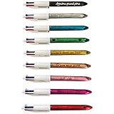 SARAI SHOP Stylo 4 Couleurs Personnalisé avec Gravure Laser, Finition Chrome,métalissé, Brillant, Cadeau ecole, Bureau, Mariage, Evjf, Anniversaire, Baptême, Personnalisé, 9 couleurs au choix