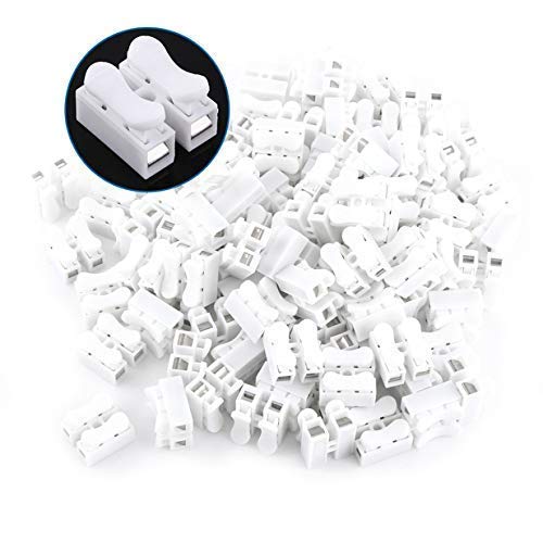 Miniatura 8 de 100 conectores de alambre de resorte, 10A 220 V 2 Pin Push Quick Wire Cable Conector Terminal de cableado blanco