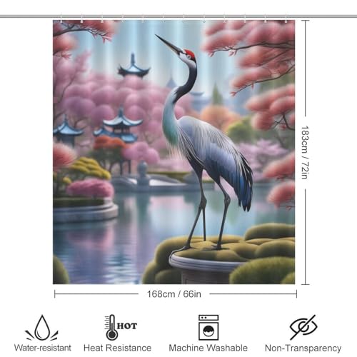 Rideau de douche grue rouge pour créer une ambiance zen dans votre salle de bain