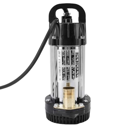 CHEOTIME Submersible Water Pump, 300W Stainless Steel Deep Well Pump, Brushless DC Water Pump for Farm Irrigation, Pond Drainage Household Water Transfer Applications (DC12V)