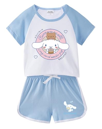 Cartoon Graphic T Shirt and Shorts Set Girls Short Sleeve 2 Piece Lounge Sets Summer Active Tracksuit