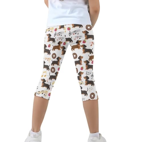 Cute Kids Yoga Pants for Girls Athletic Leggings Elastic Waistband Capri Trousers Dance Leggings3