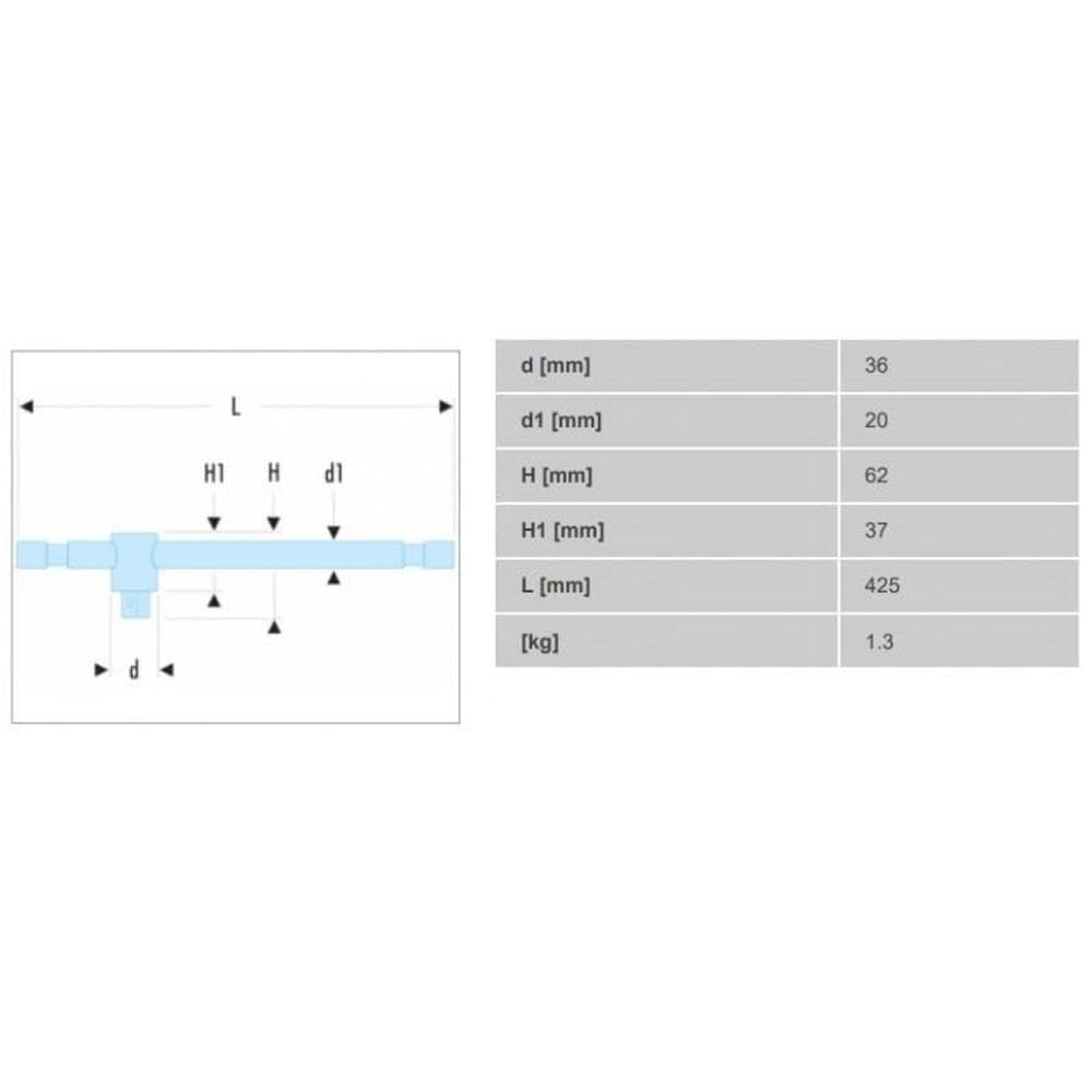 FACOM - Poignée Coulissante 3/4" - K.120B - Douille à Poignée en T - Longueur 425 mm - Frein de Maintien Tête pour Transformation en Clé en T ou L - Chromée Satinée - Robuste et Résistante