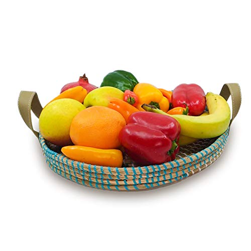 Ann Lee Design Round Serving Seagrass Trays (Vortex with Handle)
