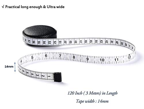 3M/120" Tape Measure Body Measuring Tape For Body Cloth Tape Measure For Sewing Fabric Tailors Medical Measurements Tape Dual Sided Leather Tape Measure Retractable (Black, 1 Pack) #TOP5