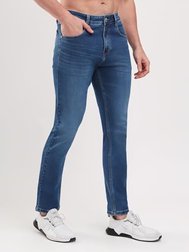 Image of SPARKY Men Narrow Fit Solid Jeans |Stretch Denim Summer