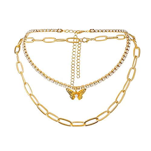HAISWET Boho Collier ras de cou avec strass et papillon Doré Cover