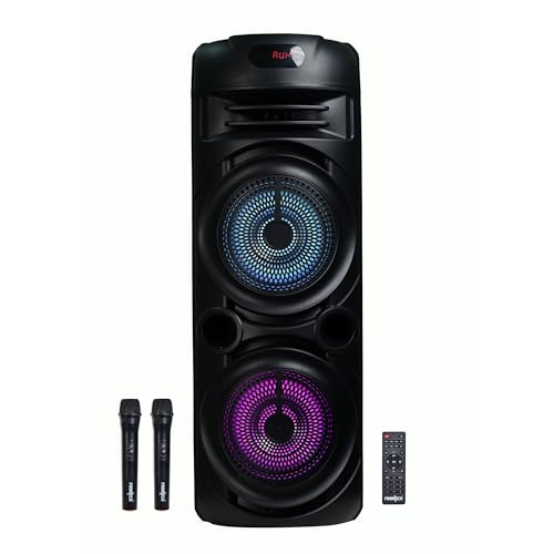Image of FRONTECH Vega TWS Wireless Bluetooth 60W 5.0 Trolley Speaker with Disco Party Lights, Wireless Mic, Up to 4 Hours Playtime, 1.0 Channel (Black, SW-0208)